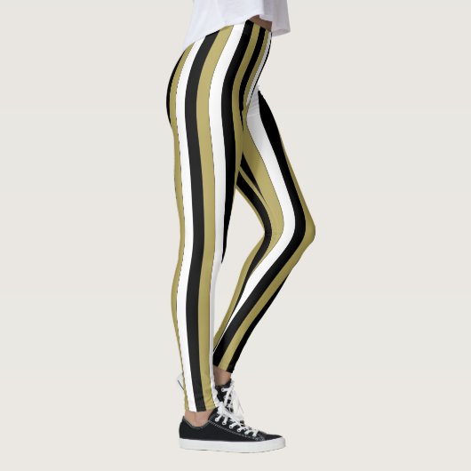 Elegante verticale strepen zwart goud wit leggings (Rechts)