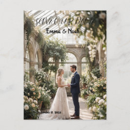 Elegante Verticale Trouwkaart 'Save the Date' Briefkaart