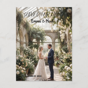 Elegante Verticale Trouwkaart 'Save the Date' Briefkaart