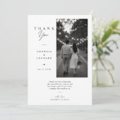 Elegante Verticale Zwart-Wit Foto Bruiloft Bedankkaart (Staand voorkant)