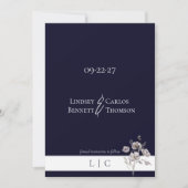 Elegante vervaagde foto Caligrafie Dark Navy Save The Date (Voorkant)