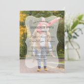 Elegante vervaagde foto geometrische verlovingsfee kaart (Staand voorkant)