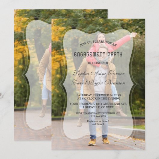 Elegante vervaagde foto geometrische verlovingsfee kaart (Voorkant / Achterkant)