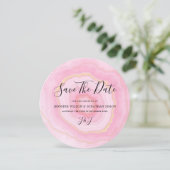 Elegante vervaagde Waterverf gouden roze agaat Save The Date (Staand voorkant)
