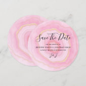 Elegante vervaagde Waterverf gouden roze agaat Save The Date (Voorkant / Achterkant)