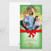 Elegante Vervaalde Groene Rode Lint Liefde Vrede V Feestdagenkaart (Voorkant / Achterkant)