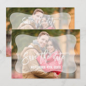 Elegante Vervagende Foto Handgeschreven Bewaar De  Save The Date (Voorkant / Achterkant)