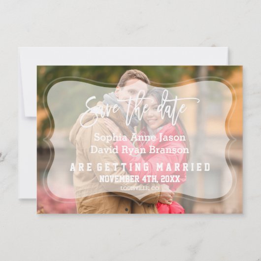 Elegante Vervagende Foto Handgeschreven Bewaar De  Save The Date (Achterkant)