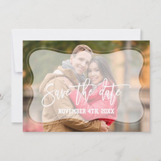 Elegante Vervagende Foto Handgeschreven Bewaar De  Save The Date (Voorkant)