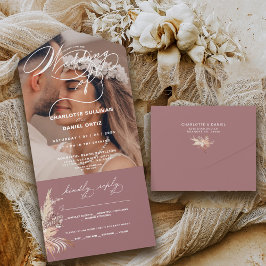 Elegante verzegelen en verzenden Boho | Het huweli All In One Uitnodiging