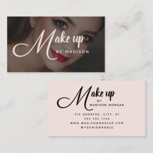 Elegante Vet Schrift Roze Foto Make-up Visitekaartje