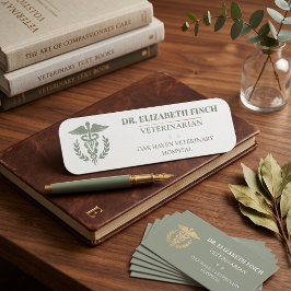 Elegante veterinaire naamplaat DVM Caduceus Klassi Naamplaatje