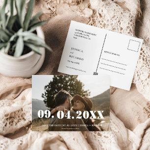 Elegante Vetgedrukte Brief Fotobruiloft Bewaar de  Briefkaart