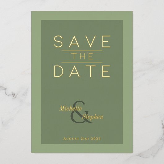 elegante vetgroene folie Opslaan Datum Kaart (Voorkant)
