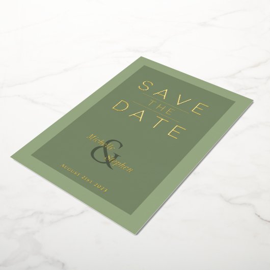 elegante vetgroene folie Opslaan Datum Kaart (Gedraaid)