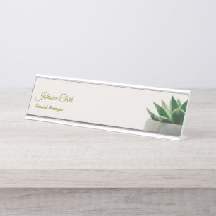 Elegante Vetplant Groene Custom Kantoor Bureau Naambordje