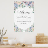 Elegante vetplanten Blush Bloemen Bruiloft Welkom Poster (Keuken)