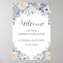 Elegante vetplanten Blush Bloemen Bruiloft Welkom Poster
