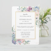 Elegante vetplanten Blush Bloemen Groen Bruiloft Kaart (Staand voorkant)