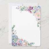 Elegante vetplanten Blush Bloemen Groen Bruiloft Kaart (Achterkant)