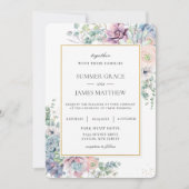 Elegante vetplanten Blush Bloemen Groen Bruiloft Kaart (Voorkant)