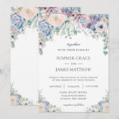 Elegante vetplanten Blush Bloemen Groen Bruiloft Kaart (Voorkant / Achterkant)