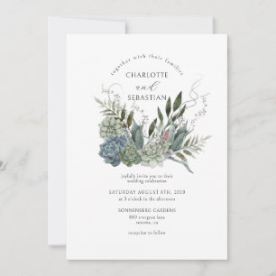 Elegante vetplanten geschilderd bloemenhuwelijk kaart
