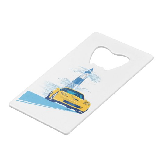 ELEGANTE VETTE AUTO KUNST CREDITKAART FLESSENOPENER (Voorkant Gekanteld)