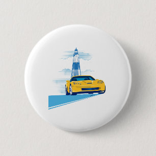 ELEGANTE VETTE AUTO KUNST RONDE BUTTON 5,7 CM