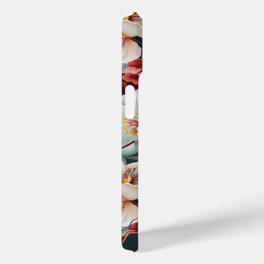 Elegante Vette Bloemen met Douane Monogram Case-Mate iPhone Case (Achterkant / Rechts)