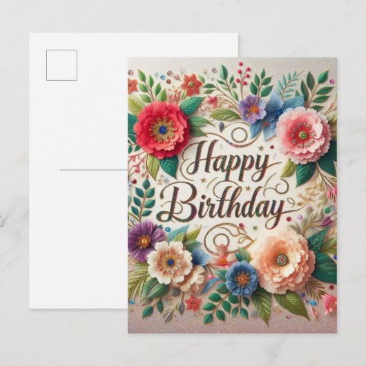 Elegante vibes floral Verjaardag briefkaart (Voorkant / Achterkant)