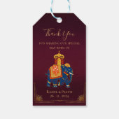 Elegante Vibrant Rood Goud Mandala Indiase bruilof Cadeaulabel (Achterkant)