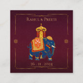 Elegante Vibrant Rood Goud Mandala Indiase bruilof Informatiekaartje (Voorkant)