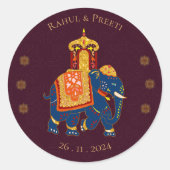 Elegante Vibrant Rood Goud Mandala Indiase bruilof Ronde Sticker (Voorkant)