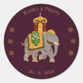 Elegante Vibrant Rood Goud Mandala Indiase bruilof Ronde Sticker (Voorkant)