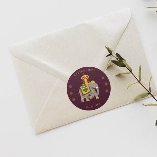 Elegante Vibrant Rood Goud Mandala Indiase bruilof Ronde Sticker