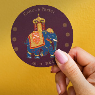 Elegante Vibrant Rood Goud Mandala Indiase bruilof Ronde Sticker