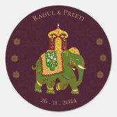 Elegante Vibrant Rood Goud Mandala Indiase bruilof Ronde Sticker (Voorkant)