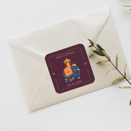 Elegante Vibrant Rood Goud Mandala Indiase bruilof Vierkante Sticker