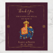 Elegante Vibrant Rood Goud Mandala Indiase bruilof Wijn Etiket (Enkel label)