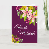 Elegante Vibrante Bloemige Shaadi Mubarak Kaart (Voorkant)
