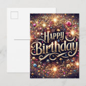 Elegante vibrerende Glittre verjaardagskaart Briefkaart (Voorkant / Achterkant)