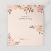 Elegante Victoria Blush Waterverf Floral Wedding Plaatskaartje (Buitenkant ongevouwen)