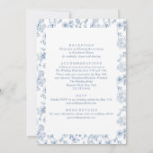 Elegante Victoriaans Blauw Alles in één bruiloft Kaart (Achterkant)