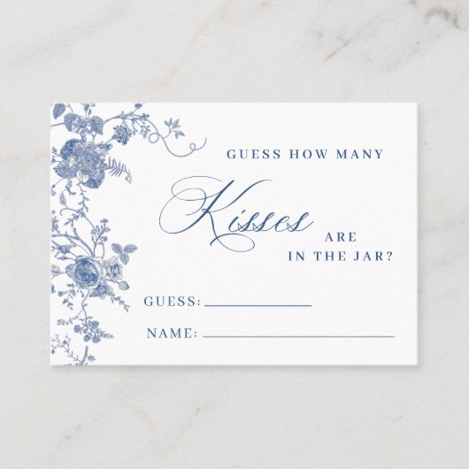 Elegante Victoriaans Blauwe Bloem Hoeveel Game Kaa Visitekaartje (Voorkant)