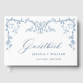 Elegante Victoriaans  Blauwe Bloemen bruiloft Gastenboek (Voorkant)