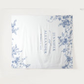 Elegante Victoriaans Blauwe Bloemen Huwelijk Achte Wandkleed (Voorkant (horizontaal))