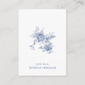 Elegante Victoriaans Blauwe Bloemen QR code Detail Informatiekaartje (Achterkant)