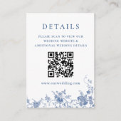 Elegante Victoriaans Blauwe Bloemen QR code Detail Informatiekaartje (Voorkant)
