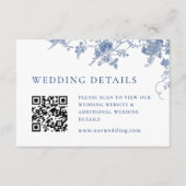 Elegante Victoriaans Blauwe Bloemen QR code Detail Informatiekaartje (Voorkant)